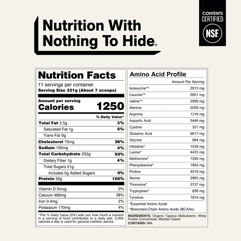 Mass Gainer Protein Supplement - Unflavored