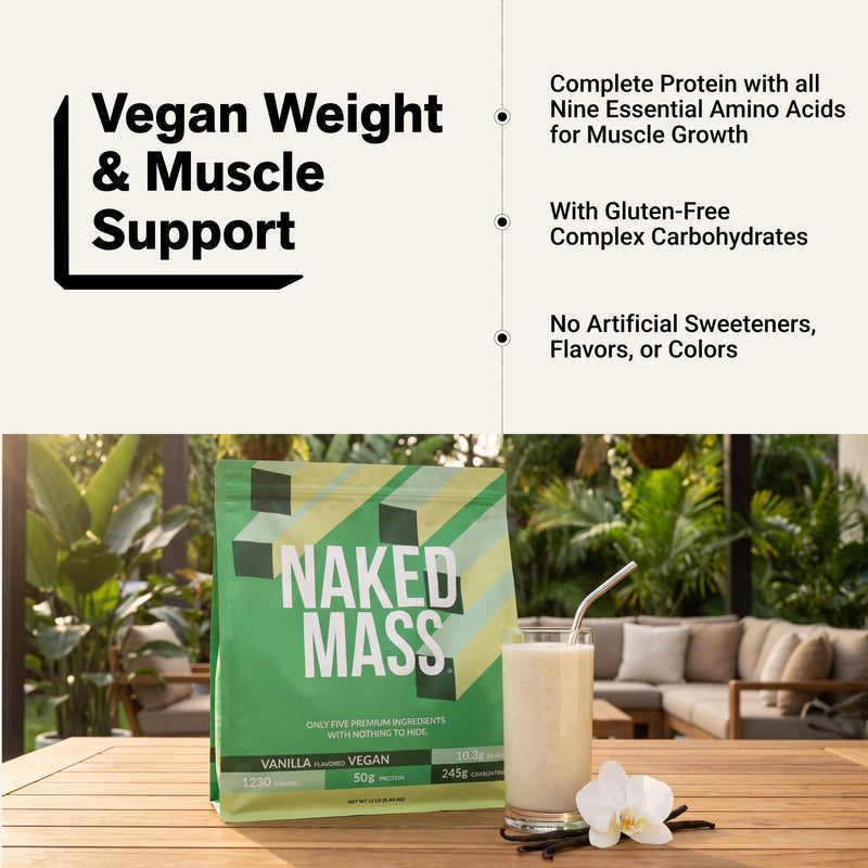 Vanilla Vegan Mass Gainer Supplement - Vanilla (Vegan) 12LB